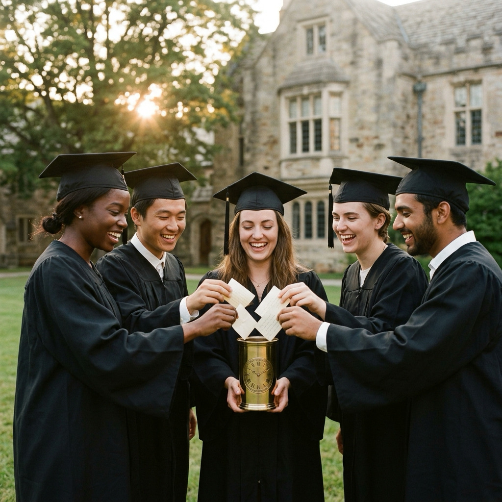 A graduation capsule sealed until a future reunion